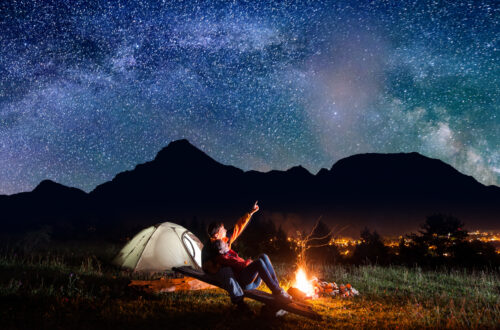 Couple camping out