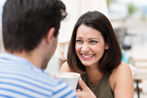 positive attitude on date woman and man